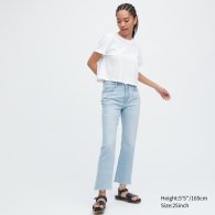 Женские расклешенные джинсы Uniqlo с необработанным краем 1159844156 (Голубой 29)