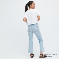 Женские расклешенные джинсы Uniqlo с необработанным краем 1159844156 (Голубой 29)