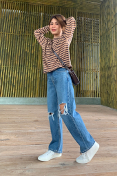 Широкі джинси Uniqlo 1159844165 (Синій 25)