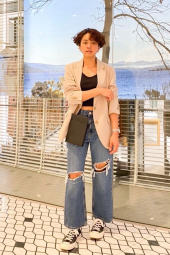 Широкі джинси Uniqlo 1159844165 (Синій 25)