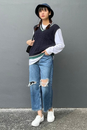Широкі джинси Uniqlo 1159844165 (Синій 25)