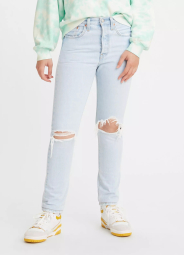 Женские джинсы Levi's 501 Skinny с рваными деталями 1159845650 (Голубой W33 L30)