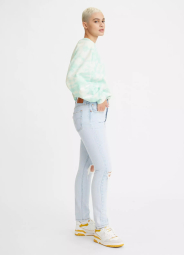 Женские джинсы Levi's 501 Skinny с рваными деталями 1159845650 (Голубой W33 L30)