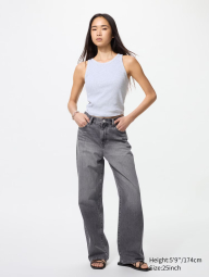 Широкие джинсы UNIQLO 1159846598 (Серый W28 L31)
