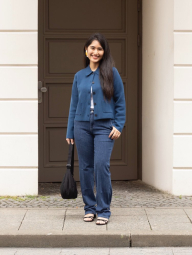 Женские джинсы-клеш UNIQLO 1159851853 (Синий L)