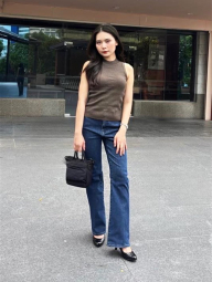 Женские джинсы-клеш UNIQLO 1159851853 (Синий L)