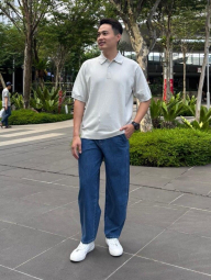 Широкі джинси UNIQLO 1159855119 (Синій M)