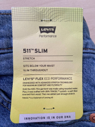 Мужские джинсы 511 Slim Levi's с рваными деталями 1159855203 (Синий W33 L30)