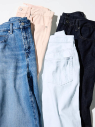 Женские прямые джинсы Uniqlo 1159855805 (Голубой 27)