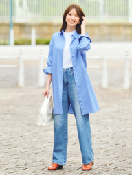 Женские прямые джинсы Uniqlo 1159855805 (Голубой 27)