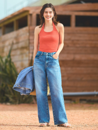 Женские прямые джинсы Uniqlo 1159855805 (Голубой 27)