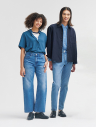 Женские прямые джинсы Uniqlo 1159855805 (Голубой 27)