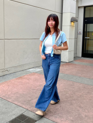 Женские прямые джинсы Uniqlo 1159855805 (Голубой 27)