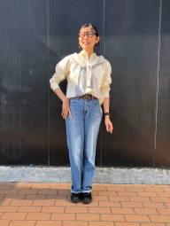 Женские прямые джинсы Uniqlo 1159855805 (Голубой 27)