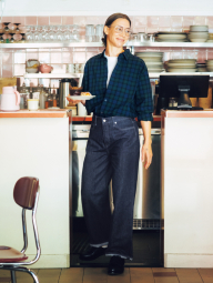 Женские прямые джинсы Uniqlo 1159855811 (Синий 27)