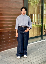 Женские прямые джинсы Uniqlo 1159855811 (Синий 27)