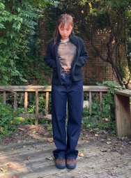 Женские прямые джинсы Uniqlo 1159855811 (Синий 27)