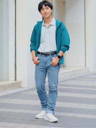 Мужские джинсы UNIQLO узкого кроя 1159858544 (Голубой 34W 32L)