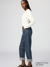 Женские джинсы UNIQLO с высокой посадкой 1160795965 (Синий 26)