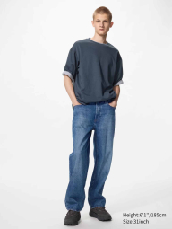 Мужские широкие джинсы UNIQLO 1161240631 (Синий 40)