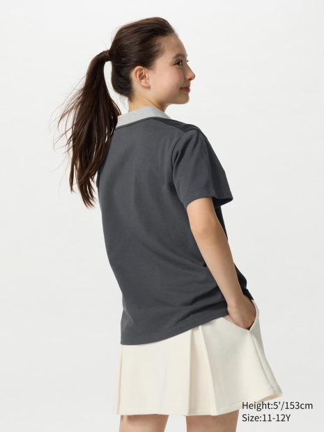 Футболка-поло Uniqlo 1159841673 (Черный/Серый 145-155)
