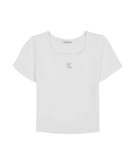 Детская футболка Calvin Klein в рубчик 1159842079 (Белый M)