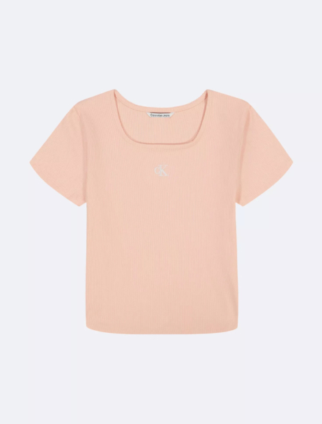 Детская футболка Calvin Klein в рубчик 1159842086 (Розовый L)
