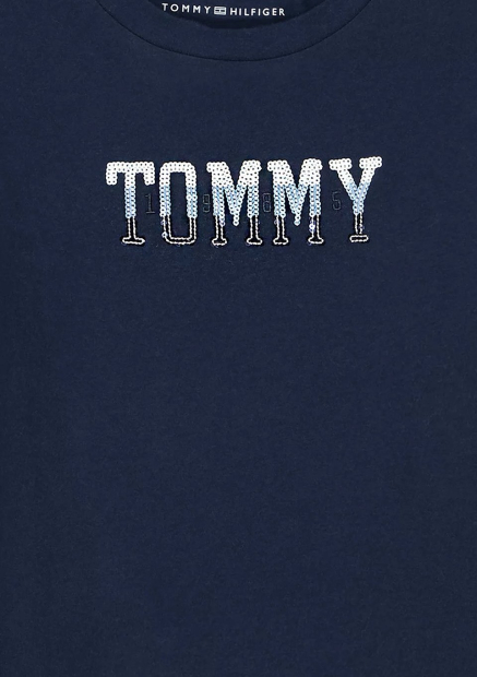 Детская футболка Tommy Hilfiger с логотипом из пайеток 1159842732 (Синий L)
