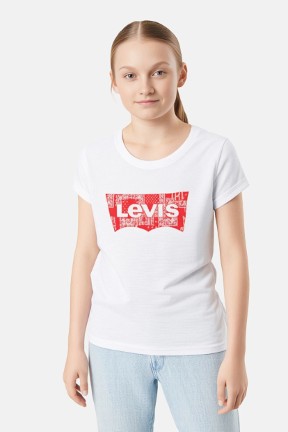 Дитяча футболка Levi's з гумкою для волосся 1159855187 (Білий M) на зріст 128-140 см
