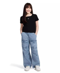 Дитяча футболка Calvin Klein в рубчик 1159854963 (Чорний S) на зріст 123-130 см