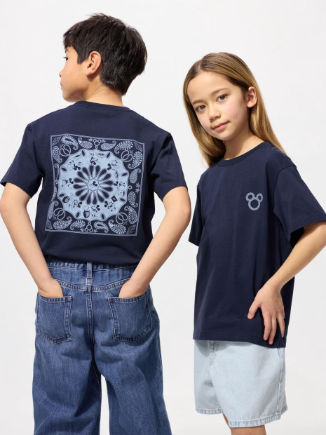 Детская футболка Uniqlo с принтом сзади 1159841013 (Синий 155-165)