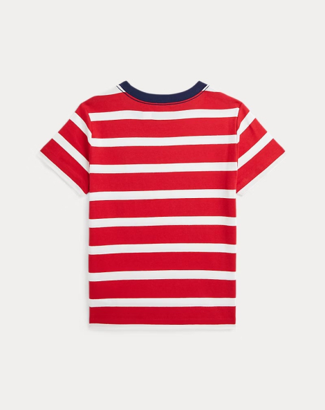 Футболка на ребенка Polo Ralph Lauren в полоску 1159842072 (Белый/Красный 6)
