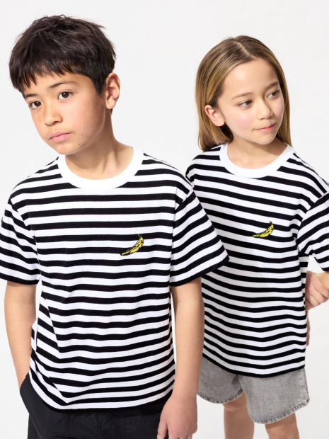 Футболка дитяча NY POP ART UT Andy Warhol Uniqlo в смужку 1159855147 (Чорний/Білий 145-155 см) на зріст 145-155 см