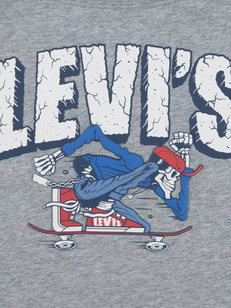 Детская футболка Levi's с принтом Skateboarding Skeleton 1159864612 (Серый 147-163) на рост 147-163 см