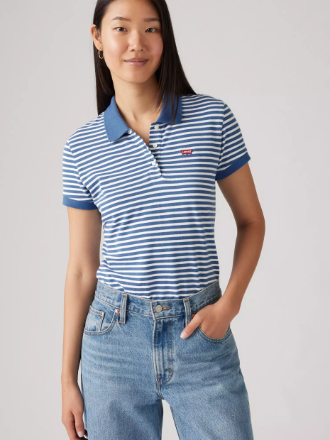 Женское поло Levi's с принтом 1159852844 (Синий/Белый XS)