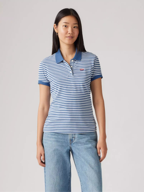 Женское поло Levi's с принтом 1159852843 (Синий/Белый S)