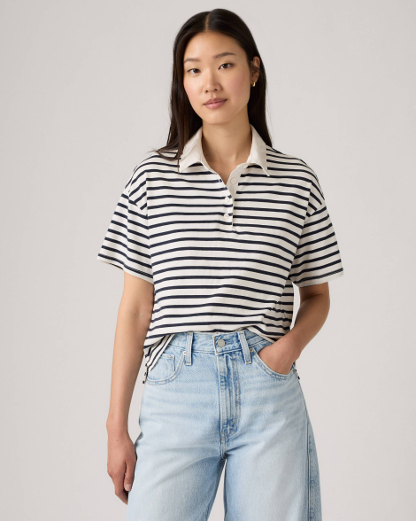 Женская футболка-поло Levi's с принтом 1159857001 (Синий/Белый L)