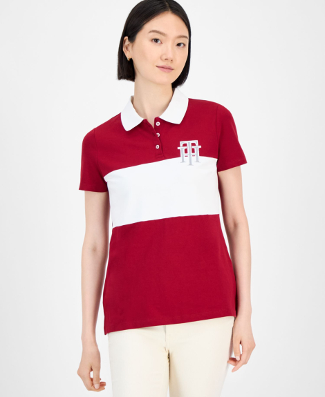 Жіноче поло Tommy Hilfiger 1159859393 (Білий/Червоний XL)