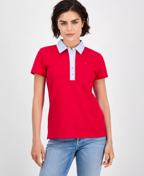 Женское поло Tommy Hilfiger 1159861004 (Красный XS)