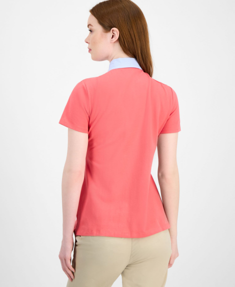 Жіноче поло Tommy Hilfiger з контрастним коміром 1159863280 (рожевий XL)