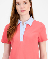 Жіноче поло Tommy Hilfiger з контрастним коміром 1159863280 (рожевий XL)