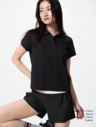Футболка-поло жіноча UNIQLO з тканини піке 1161555032 (Чорний L)