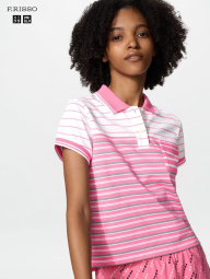Жіноча футболка-поло UNIQLO в смужку 1162931097 (Рожевий XS)
