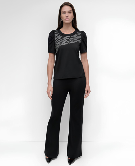 Женская футболка DKNY со стразами 1159838413 (Черный L)
