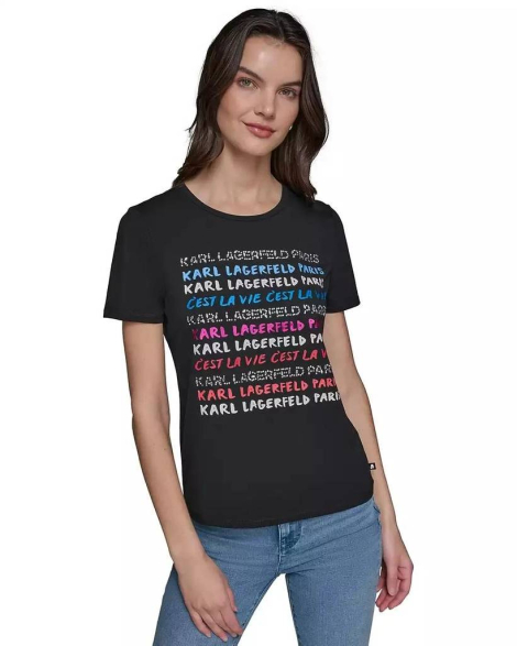 Женская футболка Karl Lagerfeld Paris с логотипом 1159839293 (Черный M)