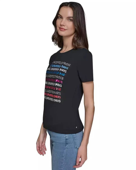 Женская футболка Karl Lagerfeld Paris с логотипом 1159839293 (Черный M)