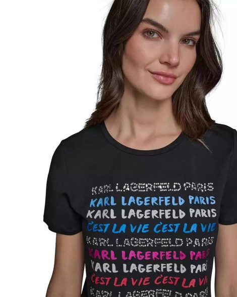 Женская футболка Karl Lagerfeld Paris с логотипом 1159839293 (Черный M)