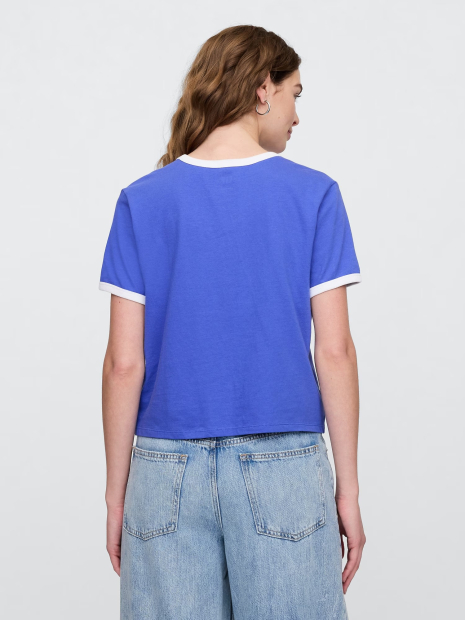 Женская укороченная футболка GAP с логотипом 1159839338 (Синий M)