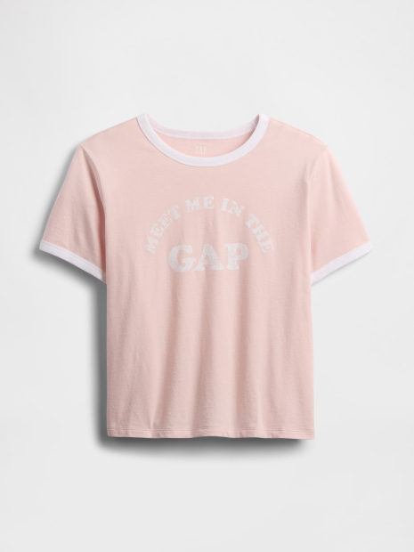 Женская укороченная футболка GAP с логотипом 1159839724 (Розовый S)