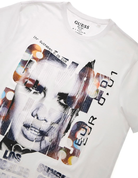 Мужская футболка Guess с принтом и вышивкой 1159839451 (Белый XXL)